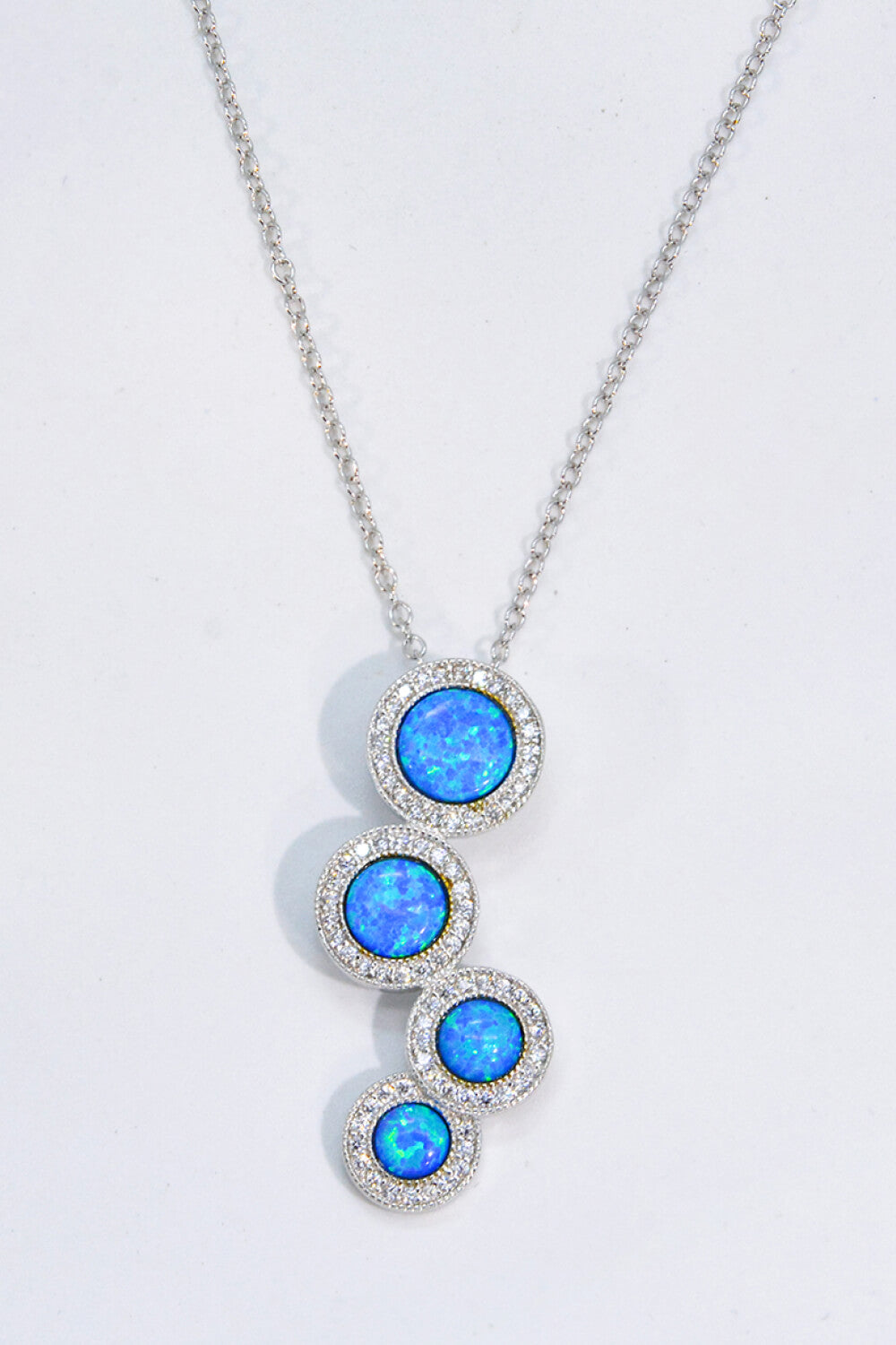 Opal Round Pendant Chain-Link Necklace