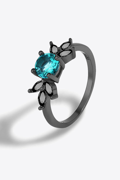 Paraiba Blue Zircon Leaf Ring