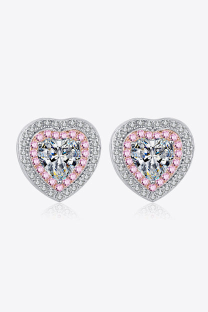 Moissanite Heart-Shaped Stud Earrings