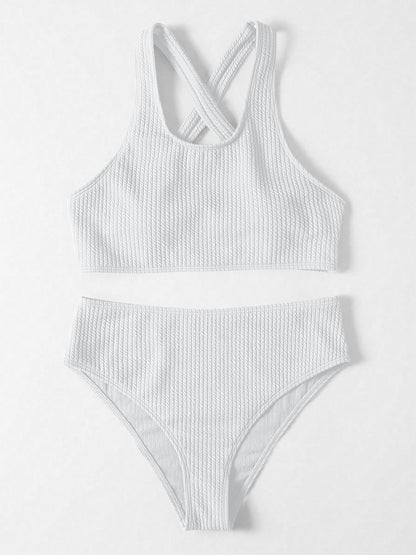 Crisscross Wide Strap Two-Piece Swim Set