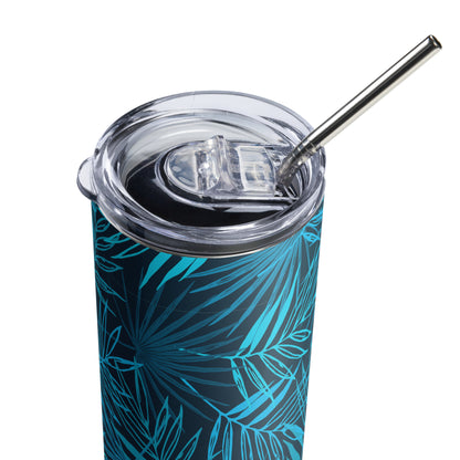 Blue Leaf Stainless Steel Tumbler